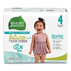 Seventh Generation Free and Clear Baby Diapers, Size 4, 20 lbs to 32 lbs, 25/Pack, 4 Packs/Carton (44875)