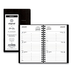 Blue Sky Aligned Weekly Contacts Planner, 6 x 3.5, Black Cover, 12-Month (Jan to Dec): 2023 (123854)