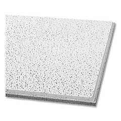 Armstrong Fine Fissured Ceiling Tiles, Non-Directional, Angled Tegular (0.94"), 24" x 24" x 0.63", White, 16/Carton (1732)