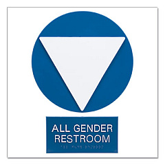 Advantus Gender Neutral ADA Signs, CA Combo Pack, 12" dia: Triangle/Circle, 8 x 4: All Gender Restroom, Blue/White (ADV97081)