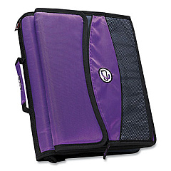 Case it Sidekick Zipper Binder with Removable Expanding File, 3 Rings, 2" Capacity, 11 x 8.5, Purple/Black Accents (D901PUR)