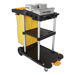 Coastwide Professional Click-Connect Janitorial Cart, 3 Shelves, 43.2 x 22 x 46.3, Black/Gray (24380828)