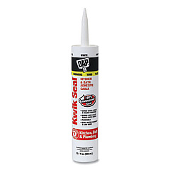 DAP KWIK SEAL Kitchen and Bath Adhesive Caulk, 10.1 oz Capsule/Cartridge, White (7079818032)