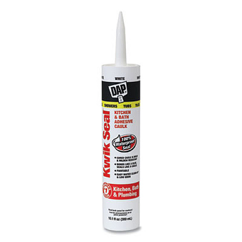 DAP KWIK SEAL Kitchen and Bath Adhesive Caulk, 10.1 oz Capsule/Cartridge, White (7079818032)