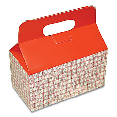 Dixie Take-Out Barn One-Piece Paperboard Food Box, Basket-Weave Plaid Theme, 9.5 x 5 x 5, Red/White, 125/Carton (H1RP)