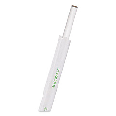 Eco-Products Jumbo Wrapped Paper Straw, 7.75", 8 mm Diameter, White, 2,400/Carton (EPSTP78WHT)