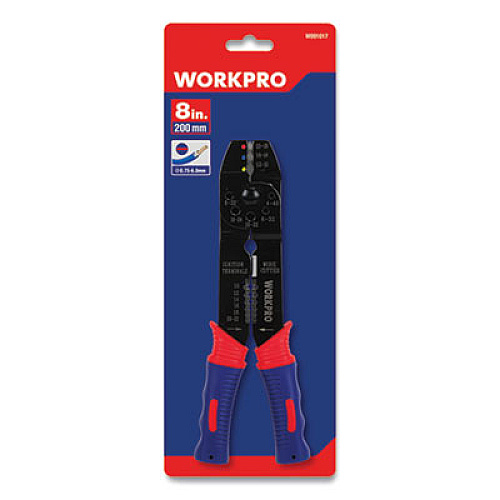 Workpro Square Nose Multi-Purpose Wiring Tool, AWG Markings, 22 to 10 AWG, 8" Long, Metal, Blue/Red Soft-Grip Handle (W091017WE)