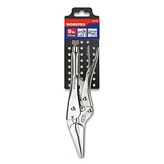 Workpro Locking Pliers, Tapered Long Nose, Straight Jaw, 9" Long, Chrome-Vanadium Steel, Chrome Quick-Lock/Release Handle (W031066WE)