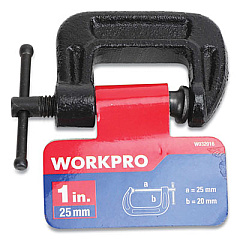 Workpro Steel C-Clamp, 1" Capacity, Black (W032016WE)