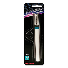 Koh-I-Noor 3165 Series Rapidograph Technical Drawing Fountain Pen, 6x0 0.13 mm, White/Teal Barrel (31656Z)