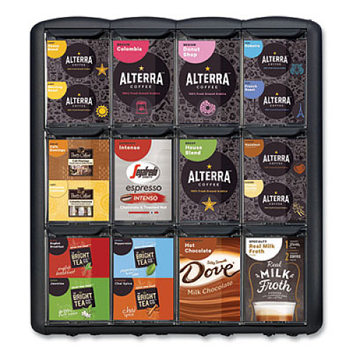 Mars Flavia Merchandiser, For FLAVIA Freshpacks, 4 Compartments, 9.1 x 13.5 x 14.4,  Black (MDR9180)