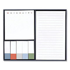 Poppin Work Happy Sticky Notes, (5) Unruled 0.5 x 1, (1) Unruled 3 x 3, (1) Note Ruled 3 x 5, Assorted Lagoon Colors, 90 Sheets/Pad (107471)