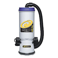 ProTeam Super CoachVac Backpack Vacuum with Xover Telescoping One-Piece Wand, 10 qt Tank Capacity, Gray/Purple (107119)