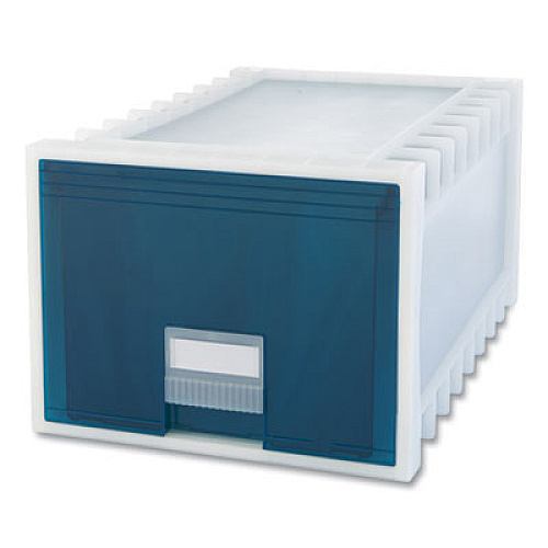 Storex Archive Storage Drawers, Letter/Legal Files, 15.13 x 24.3 x 11.38, Frost/Aqua (61103U01C)