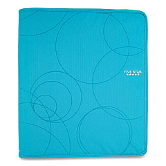 Five Star Zipper Binder, 3 Rings, 1.5" Capacity, 11 x 8.5, Teal/Blue Circles Design (72358)