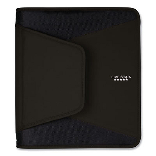 Five Star Tech Zipper Binder, 3 Rings, 1.5" Capacity, 11 x 8.5, Black (72204BNDR)