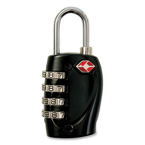 Baumgartens Four-Dial TSA Travel Lock, Metal, Black/Silver (62974)