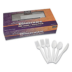 Berkley Square Medium Heavyweight Party Pack, Medium Heavyweight Forks, Knives, Spoons, White, 360/Pack (1065008)