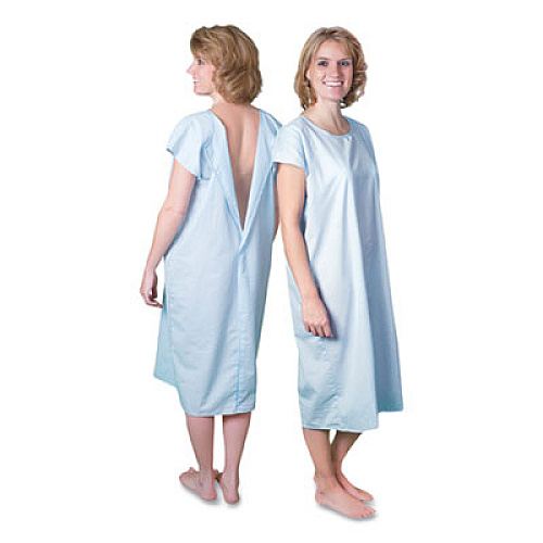 Core Products Cloth Patient Gown, Cotton-Polyester Blend, Large, Chest Size 38" to 42", Blue (PRO953LRG)