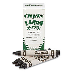 Crayola Large Crayons, Black, 12/Box (520033051)