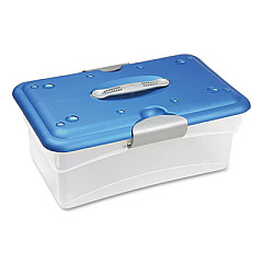 homz Tote-N-Go, Medium, 14.38" x 9.75" x 6.88", Clear/Blue (7881STMB06)