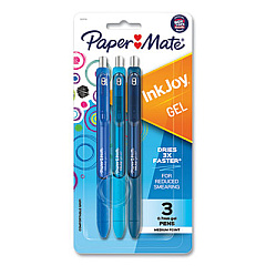 Paper Mate InkJoy Gel Pen, Retractable, Medium 0.7 mm, Blue Ink, Blue Barrel, 3/Pack (1951730)