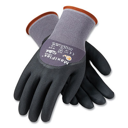 MaxiFlex Ultimate Seamless Knit Nylon Gloves, Nitrile Coated MicroFoam Grip on Palm, Fingers and Knuckles, Small, Gray, 12 Pairs (34875S)