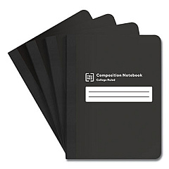 TRU RED Composition Notebook, Medium/College Rule, Black Marble Cover, 9.75 x 7.5, 80 Sheets, 4/Pack (24422993)