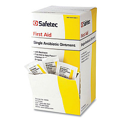 Safetec First Aid Single Antibiotic Ointment, 0.03 oz Packet, 144/Box (SSAB140310)