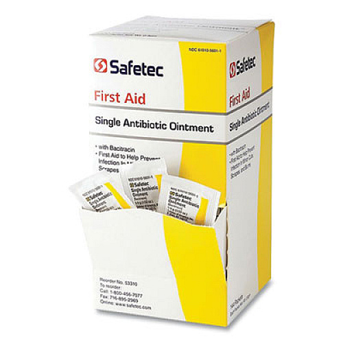 Safetec First Aid Single Antibiotic Ointment, 0.03 oz Packet, 144/Box (SSAB140310)