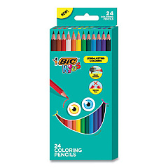 BIC Kids Coloring Pencils, 0.7 mm, HB2 (#2), Assorted Lead, Assorted Barrel Colors, 24/Pack (BKCP24AST)