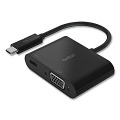 Belkin USB-C to VGA + Charge Adapter, USB-C(F); USB-C(M); VGA, 2.36", Black (AVC001BKBL)