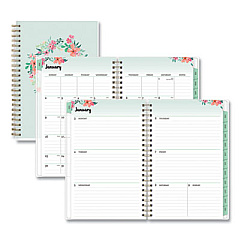 Blue Sky Laurel Weekly/Monthly Planner, Laurel Floral Artwork, 8 x 5, Green/Pink/Orange Cover, 12-Month (Jan to Dec): 2023 (135895)