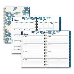 Blue Sky Bakah Blue Weekly/Monthly Planner, Bakah Blue Floral Artwork, 8 x 5, Blue/White Cover, 12-Month (Jan to Dec): 2023 (137260)