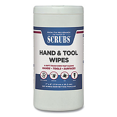 SCRUBS Hand and Tool Wipes, 7 x 8, White, 125/Canister, 6 Canisters/Carton (42225)