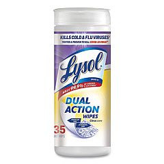 LYSOL Brand Dual Action Disinfecting Wipes, 7 x 7.5, Citrus, White/Purple, 35/Canister, 12 Canisters/Carton (81143CT)