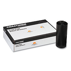 Coastwide Professional High-Density Can Liners, 12 to 16 gal, 0.31 mil, 24" x 33", Black, 50 Bags/Roll, 20 Rolls/Carton (888979)