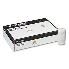 Coastwide Professional High-Density Can Liners, 30 gal, 0.31 mil, 30" x 37", Clear, 25 Bags/Roll, 20 Rolls/Carton (1483190)