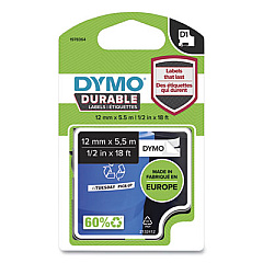 DYMO D1 Durable Labels, 0.5" x 18 ft, Black on White (2125350)