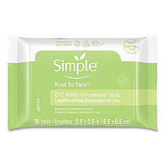 Simple Eye And Skin Care, Eye Make-Up Remover Pads, 30/Pack, 6 Packs/Carton (27222CT)