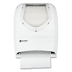 San Jamar Tear-N-Dry Touchless Roll Towel Dispenser, 16.75 x 10 x 12.5, White/Clear (T1370WHCL)