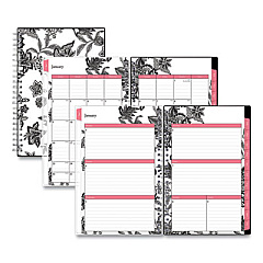 Blue Sky Analeis Create-Your-Own Cover Weekly/Monthly Planner, Floral Artwork, 8 x 5, White/Black/Coral, 12-Month (Jan to Dec): 2023 (100003)