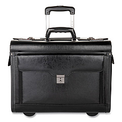 STEBCO Catalog Case on Wheels, Fits Devices Up to 17.3", Leather, 19 x 9 x 15.5, Black (546110BLK)