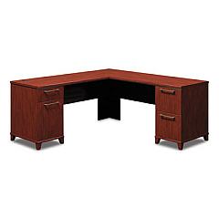 Bush Enterprise Collection Double Pedestal Desk, 70.13" x 28.63" x 29.75", Mocha Cherry, (Box 1 of 2) (2972MCA103)