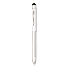Cross Tech3+ Multi-Color Ballpoint Pen/Stylus, Retractable, Medium 1 mm, Black/Red Ink, Lustrous Chrome Barrel (AT00901)