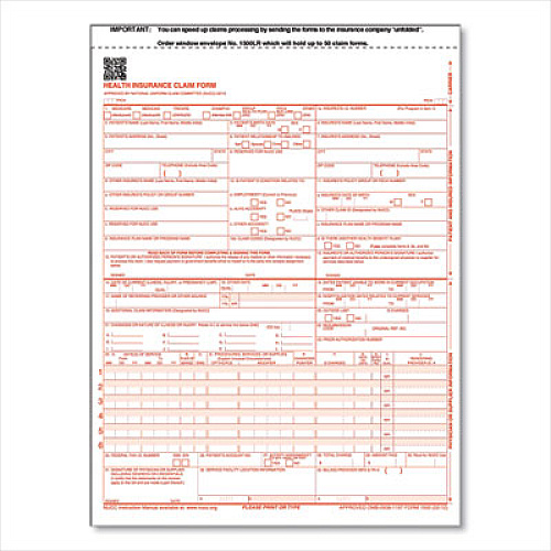 ComplyRight CMS-1500 Health Insurance Claim Forms, One-Part, 8.5 x 11, 500/Box (650656)