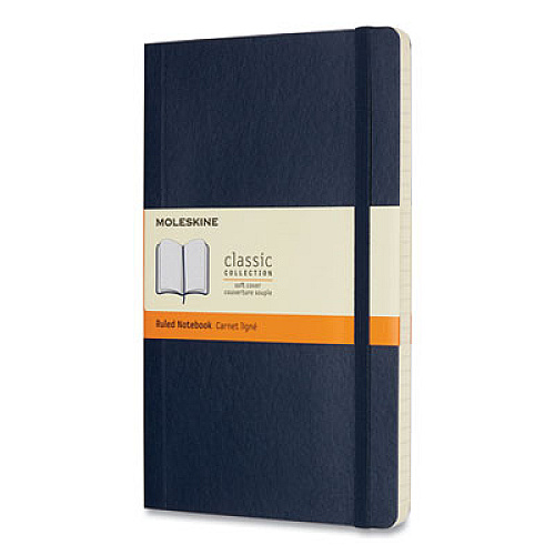 Moleskine Classic Softcover Notebook, 1 Subject, Narrow Rule, Sapphire Blue Cover, 8.25 x 5, 192 Sheets (QP616B20)