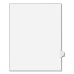 Preprinted Legal Exhibit Side Tab Index Dividers, Avery Style, 26-Tab, U, 11 x 8.5, White, 25/Pack, (1421) (01421)