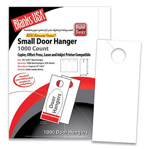 Blanks/USA Small Micro-Perforated Door Hangers, 67 lb Bristol Weight, 8.5 x 11, White, 3 Hangers/Sheet, 334 Sheets/Pack (310B6WH)