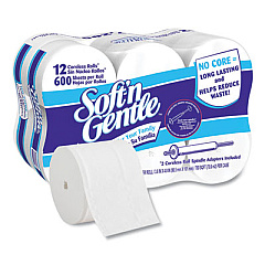 Georgia Pacific Professional Soft'n Gentle 2-Ply Coreless Toilet Paper, Septic Safe, White, 600 Sheets/Roll, 12 Rolls/Carton (13325501)